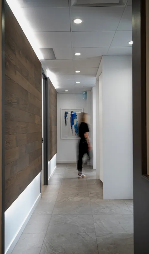 The hallway to the consultation rooms